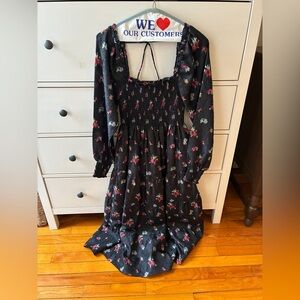 Hill House Smocked Long Sleeve midi dress, size small